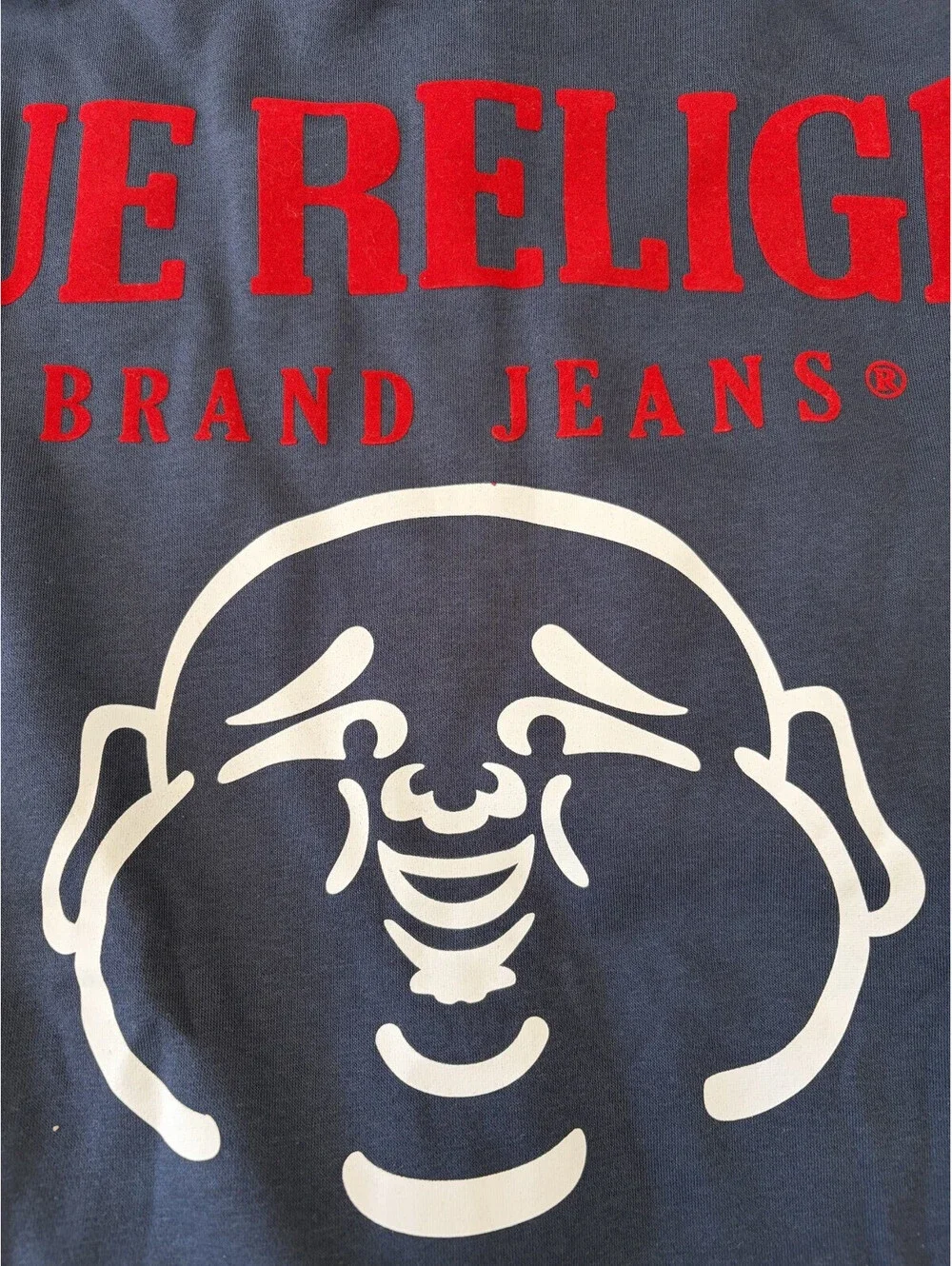 True Religion Oversized Buddha Zip Hoodie Mens L Dress Blue World Tour NWT